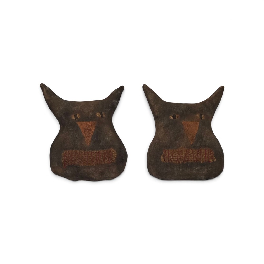 Primitive Cat Bowl Filler or Ornament 5 Inches Tall Set of 2